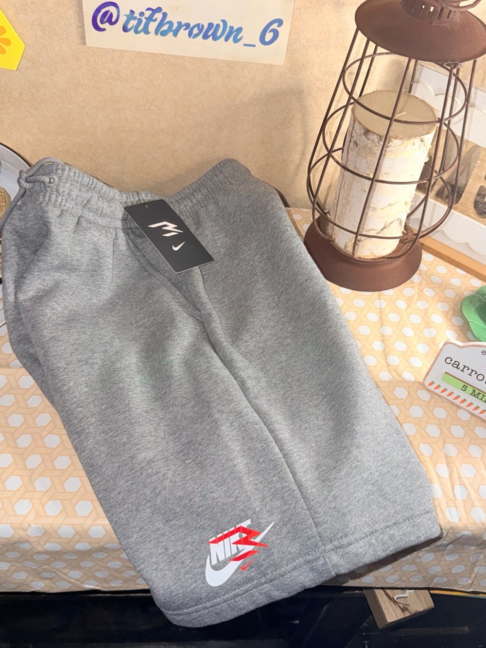 Nike 3 Brand                  Gray Fleece Shorts w/Red & White Swoosh